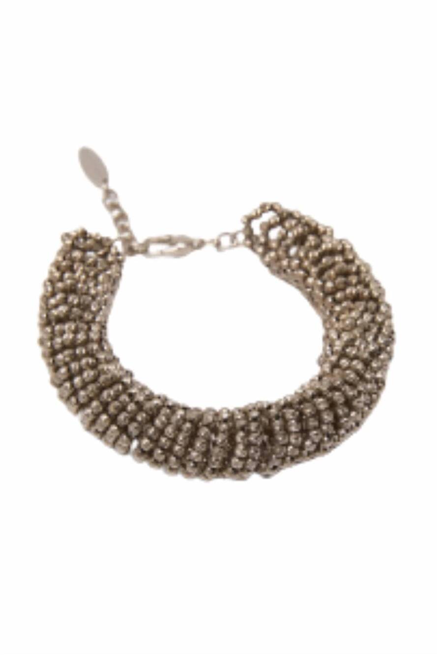 NEW BRUNELLO CUCINELLI women's beaded bracelet in silver